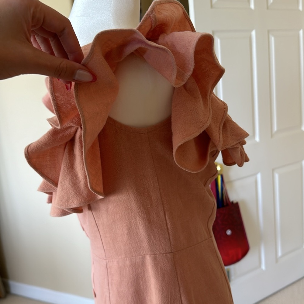 Saylor Peach Off The Shoulder Mini Dress - Picture 4 of 6